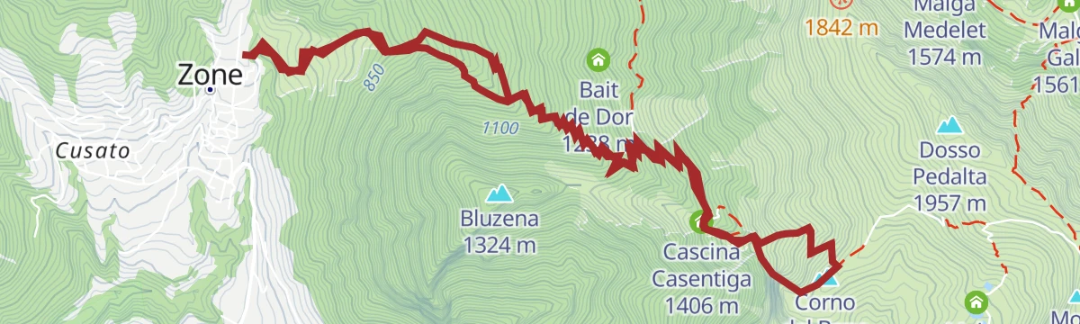 Route map: Via Ferrata Corno del Bene